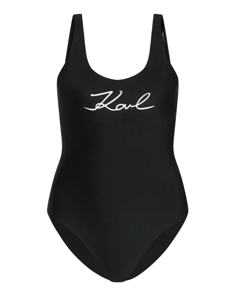 Karl Lagerfeld Signature Badeanzug - Schwarz Schwarz
