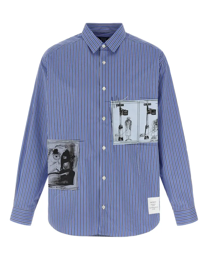 Comme des Garçons Gestreiftes Hemd mit Patch - Blau Blau