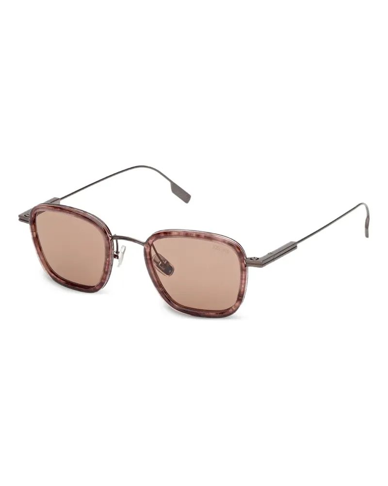 Ermenegildo Zegna Eckige Sonnenbrille - Braun Braun