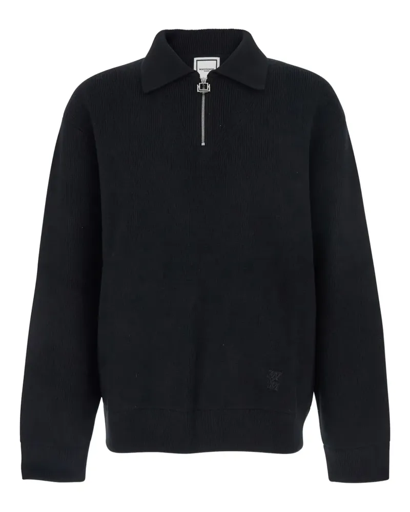 Wooyoungmi Poloshirt mit kurzem Reißverschluss - Schwarz Schwarz