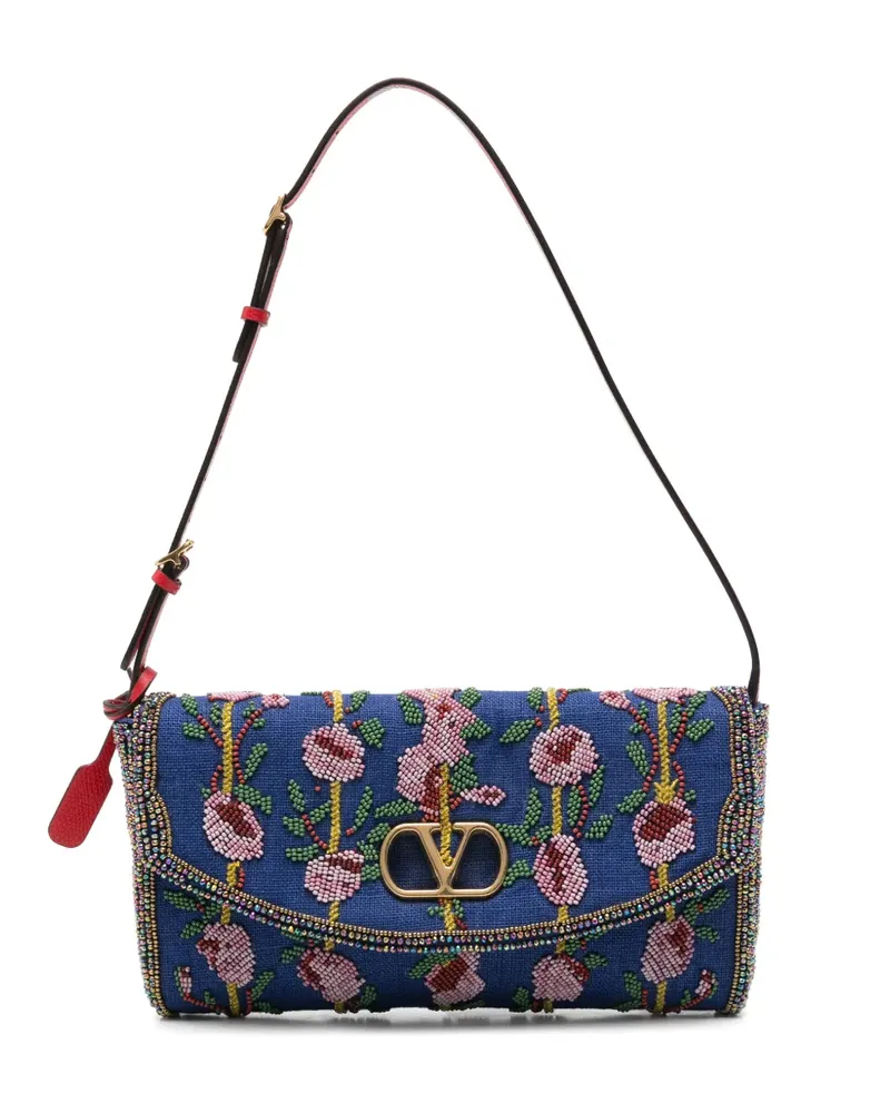 Valentino Garavani VLogo Schultertasche mit Perlen - Blau Blau