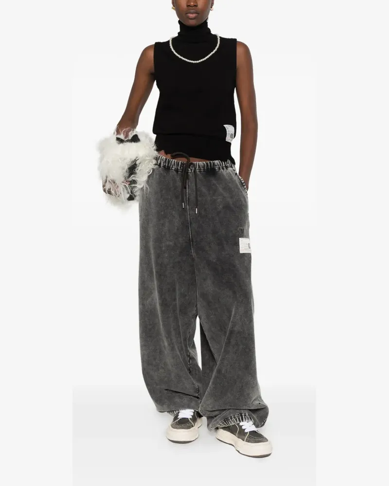 MIHARAYASUHIRO sleeveless pearl-embellished distressed sweater - Schwarz Schwarz