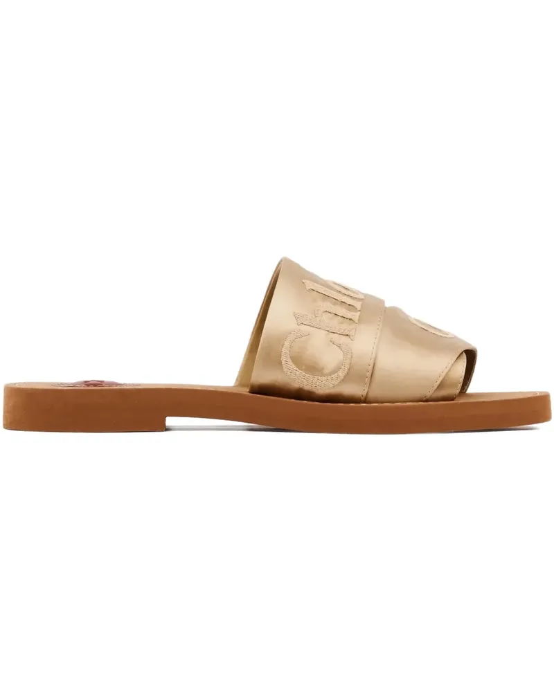 Chloé Woody logo-strap sandals - Gold Gold