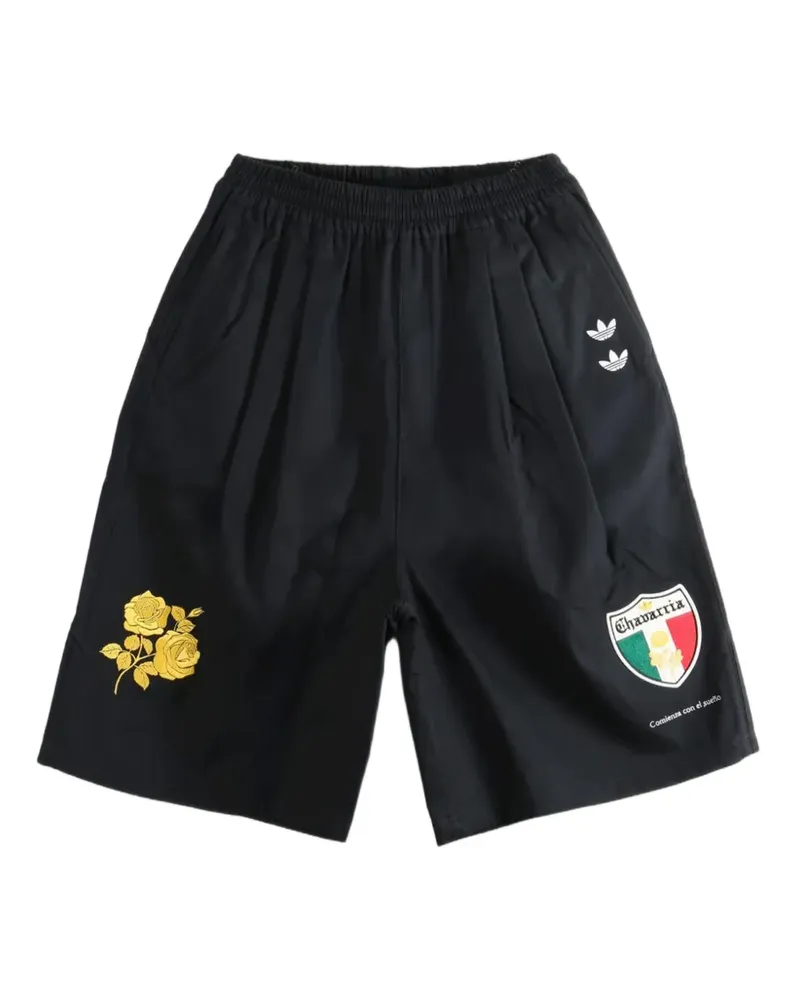adidas x Willy Chavarria logo-patch floral-embroidered shorts - Schwarz Schwarz