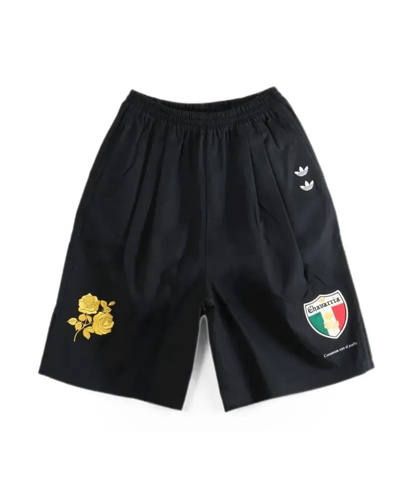 adidas x Willy Chavarria logo-patch floral-embroidered shorts - Schwarz Schwarz