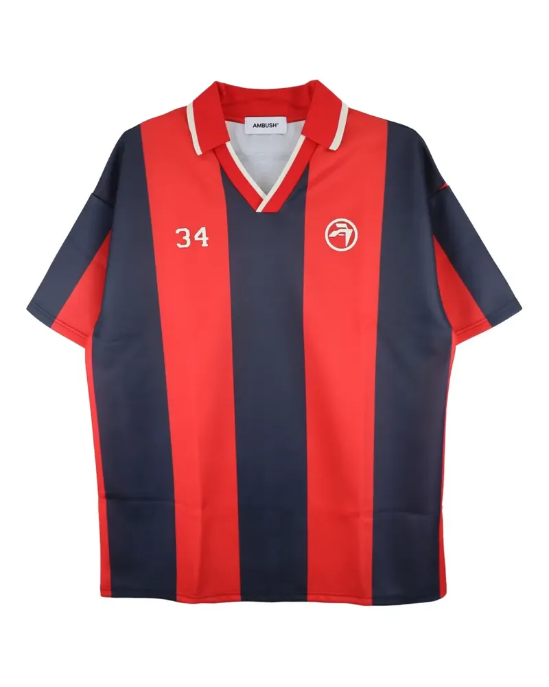 AMBUSH Gestreiftes Soccer T-Shirt - Rot Rot