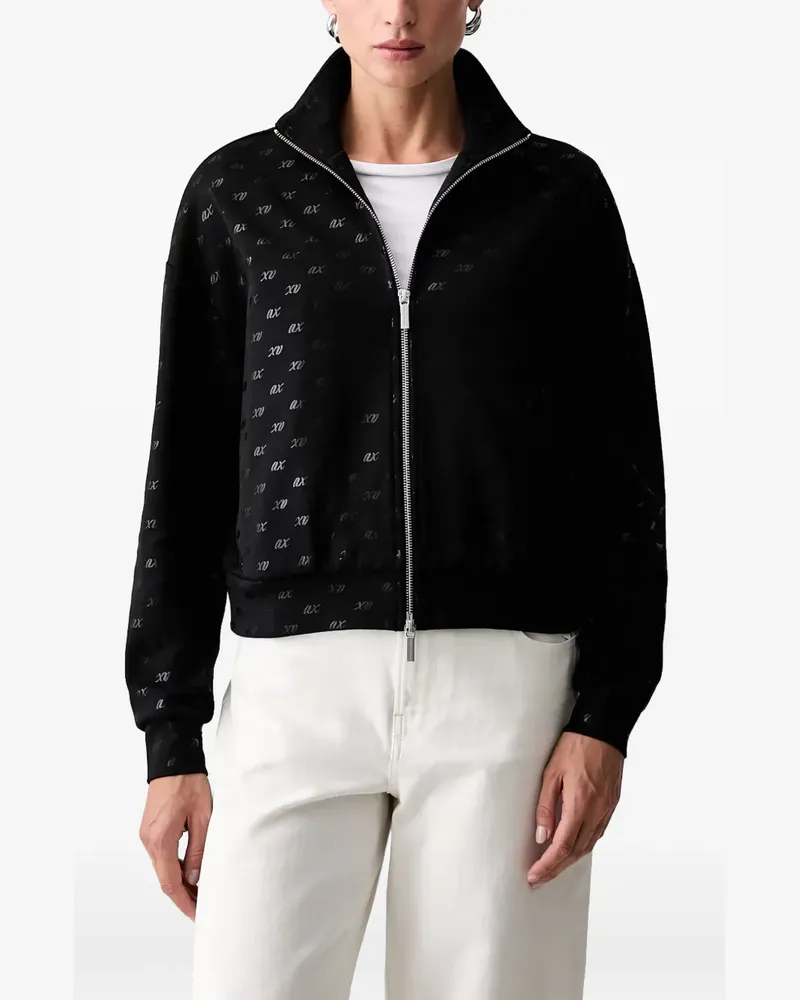 Armani Exchange logo-pattern zip-up sweatshirt - Schwarz Schwarz
