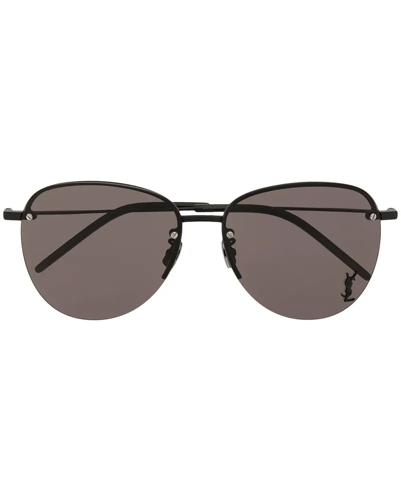 Saint Laurent Sonnenbrille mit rundem Gestell - Schwarz Schwarz