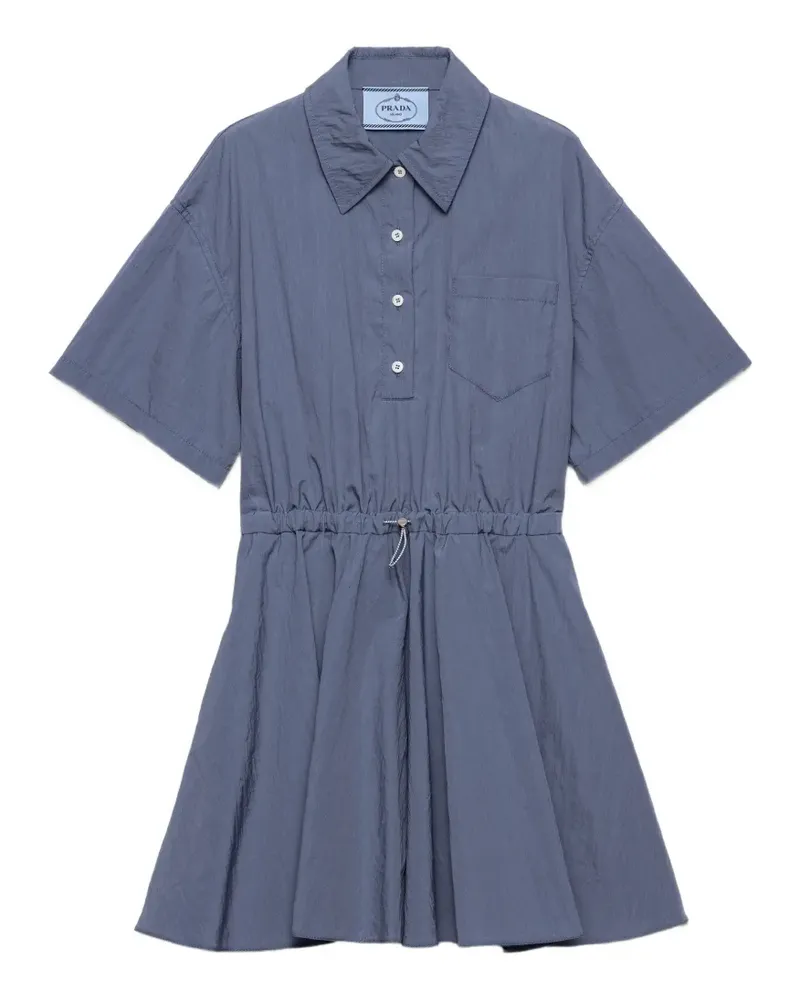 Prada Kurzärmeliges Kleid aus Tech-Pongé - Blau Blau
