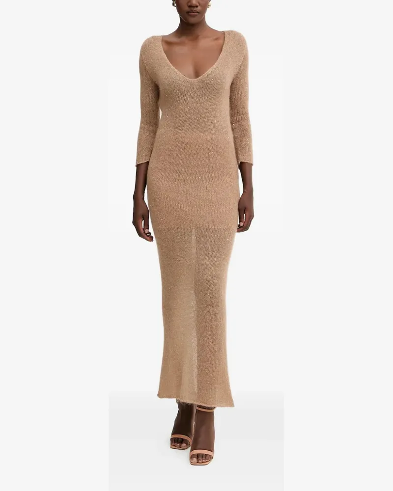Liviana Conti Clotilde Maxikleid mit V-Ausschnitt - Nude Nude