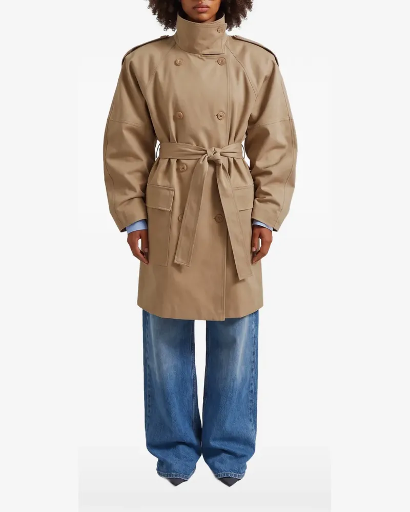 FRANKIE Shop Tess midi short trench - beige - Nude Nude