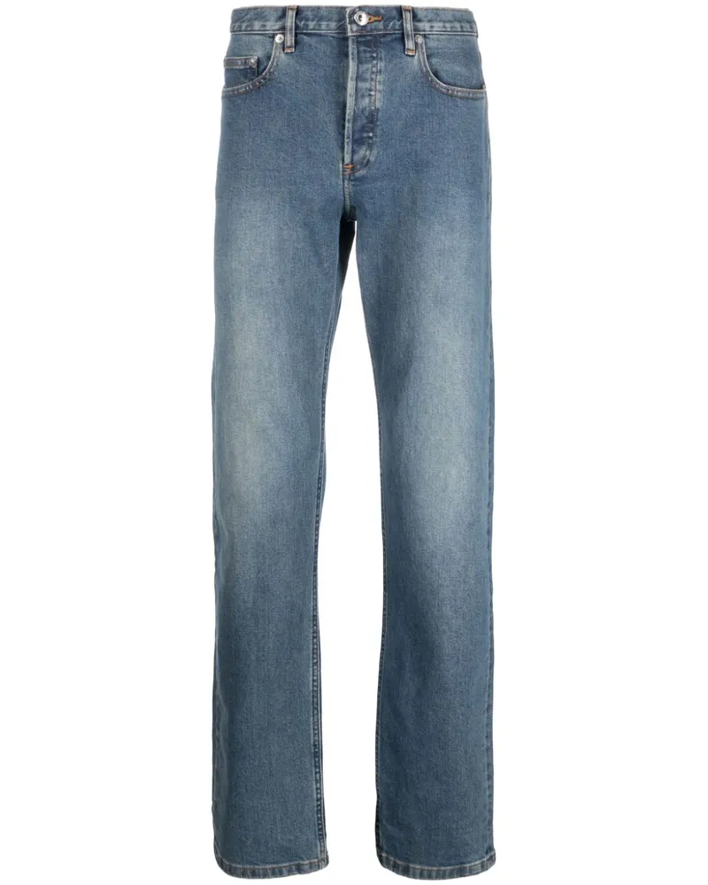 A.P.C. washed effect straight leg jeans Blau