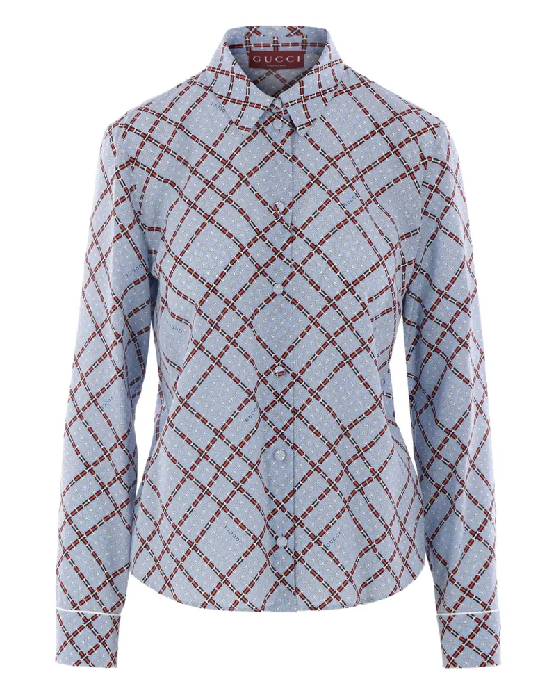 Gucci Hemd mit Horsebit-Print - Blau Blau