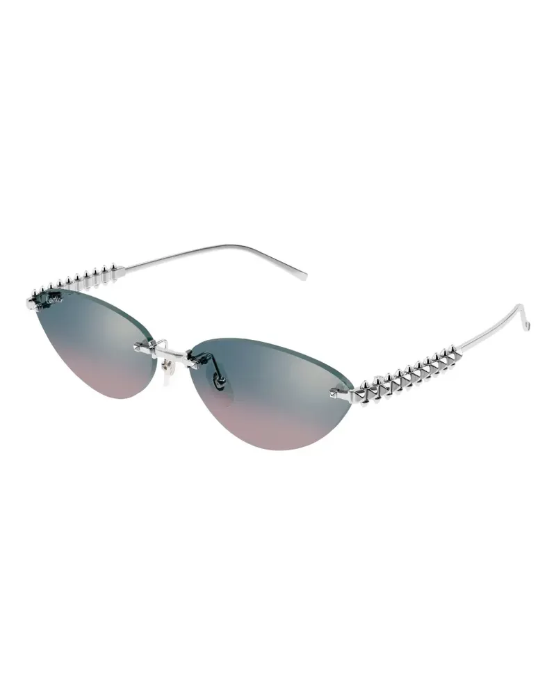 Cartier Cat-Eye-Sonnenbrille mit Nieten - Silber Silber