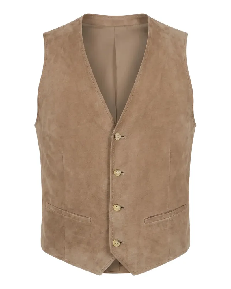 Corneliani V-neck suede gilet - Nude Nude