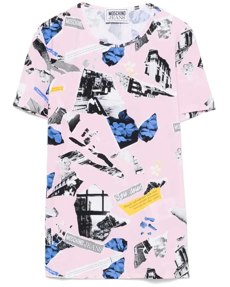 Moschino T-Shirt mit Patchwork-Print - Rosa Rosa