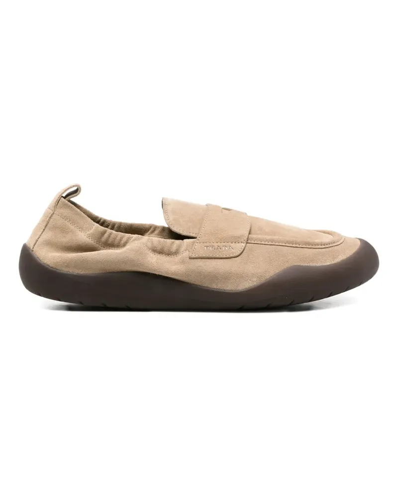 Prada logo-detail suede loafers - Nude Nude