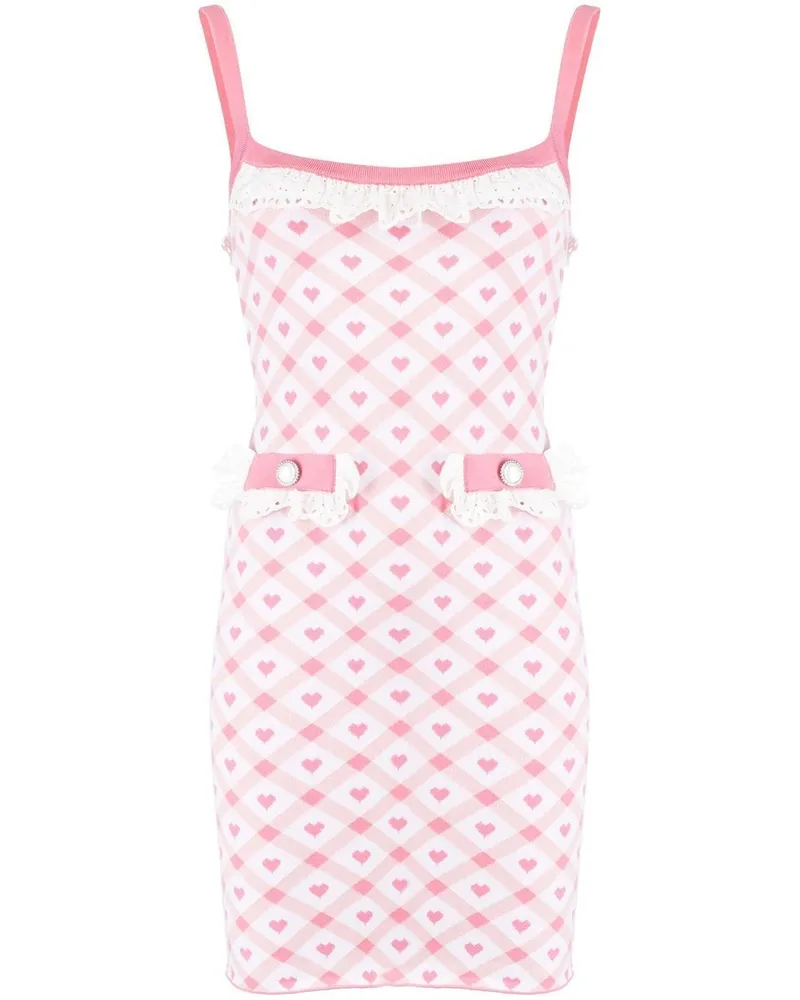Alessandra Rich Minikleid mit Herz-Print - Rosa Rosa