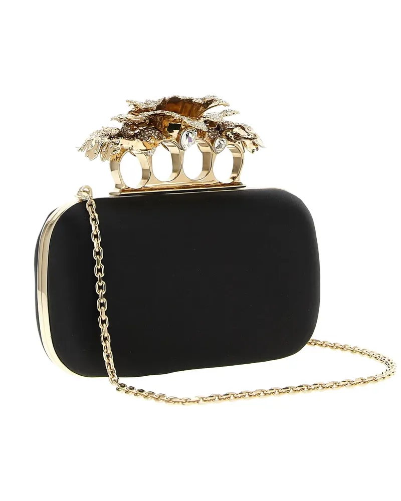 Alexander McQueen Carnation Clutch mit Kristallen - Schwarz Schwarz