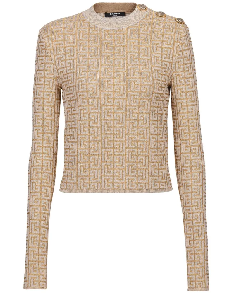 Balmain Gestricktes Oberteil mit Labyrinthmuster - Nude Nude