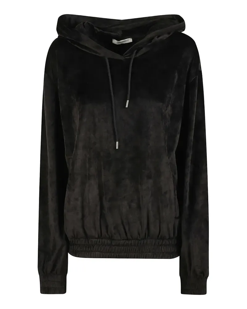 HINNOMINATE Felpa Hoodie aus Velours mit Kordelzug - Schwarz Schwarz