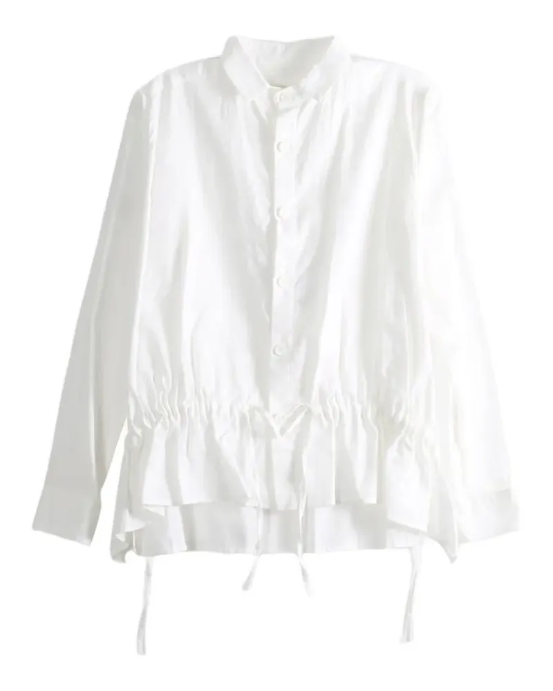 Yohji Yamamoto Kordelzug-Hemd mit Schößchen - Weiß Weiß