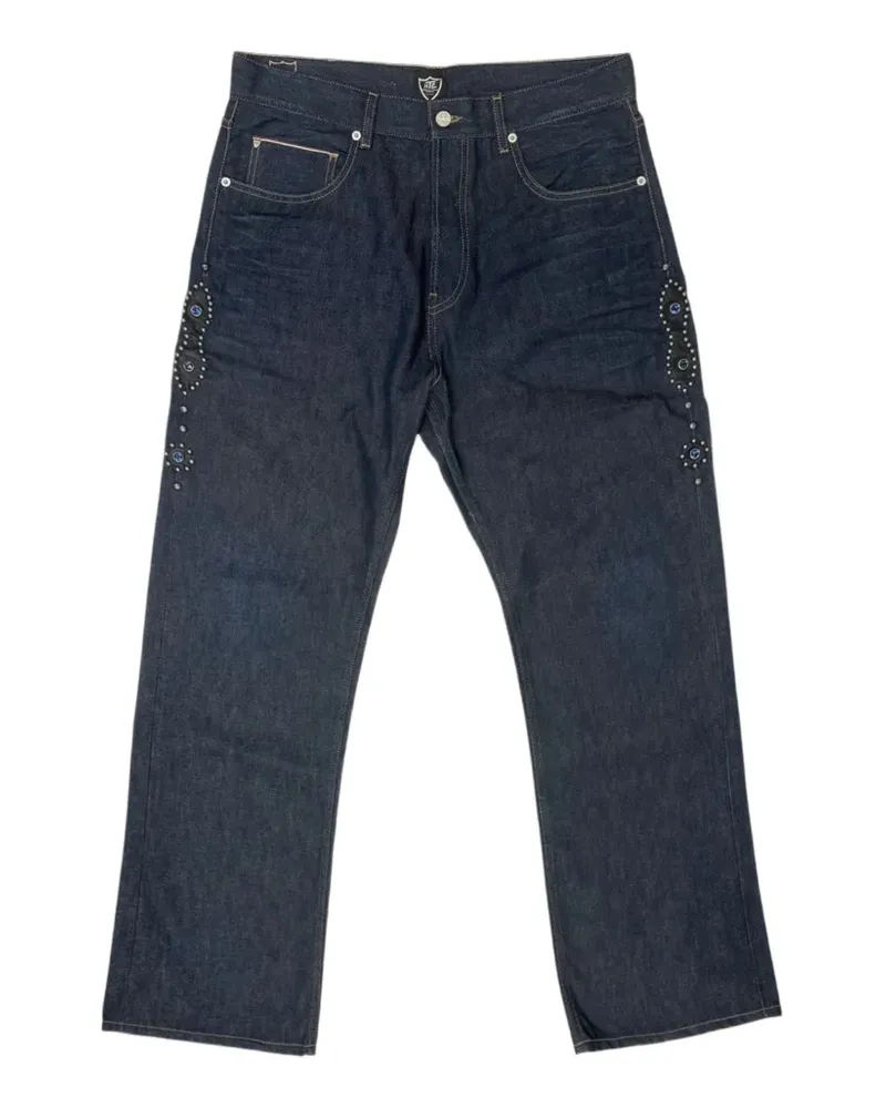 HTC Hollywood Trading Company Moustache rhinestone-embellished jeans - Blau Blau
