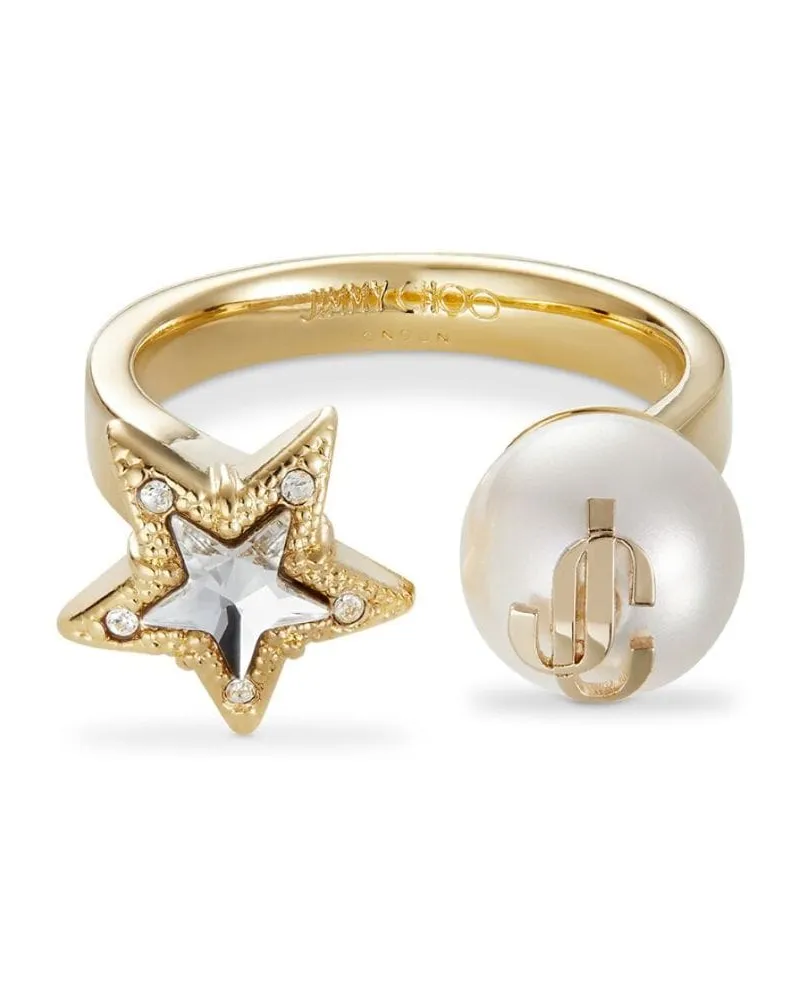 Jimmy Choo Verstellbarer Ring mit Logo - Gold Gold