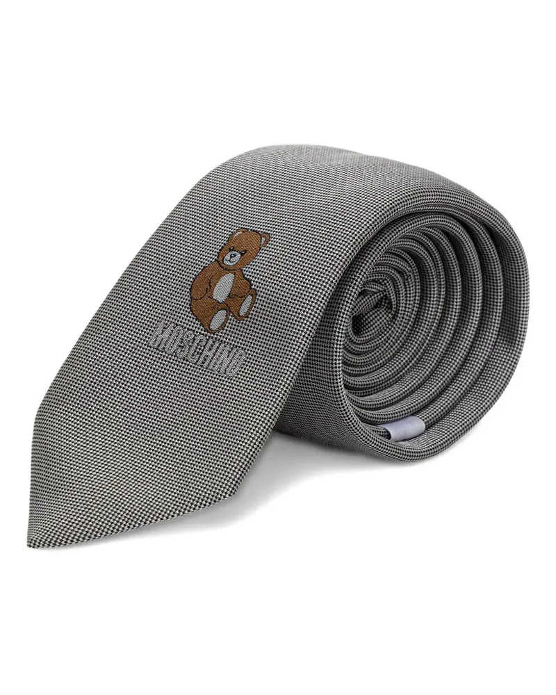Moschino Teddy Bear houndstooth-pattern tie - Schwarz Schwarz