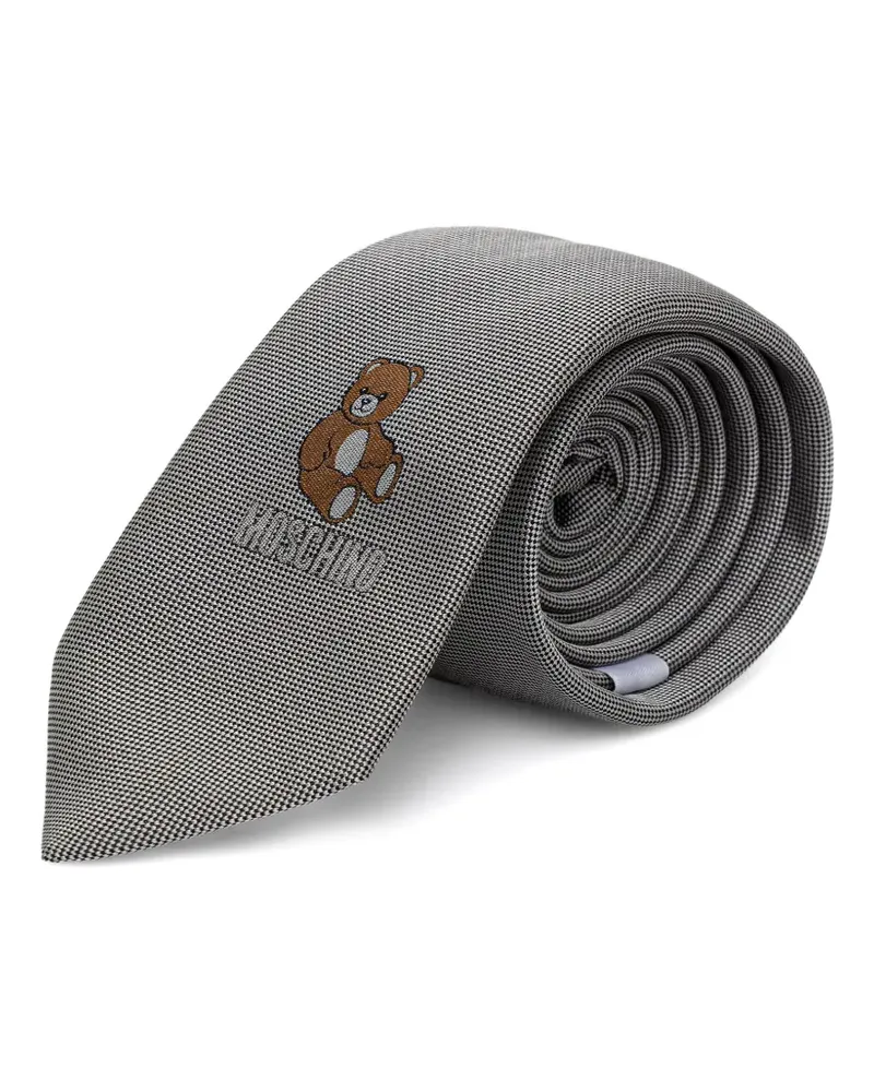 Moschino Teddy Bear Krawatte mit Hahnentrittmuster - Schwarz Schwarz