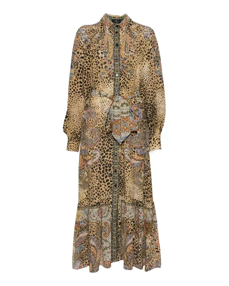 Etro paisley animal-print midi dress - Braun Braun