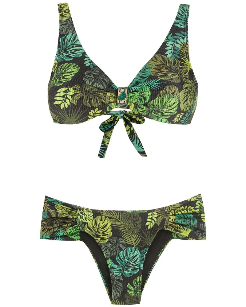Amir Slama Bikini mit tropischem Print - Grün Grün