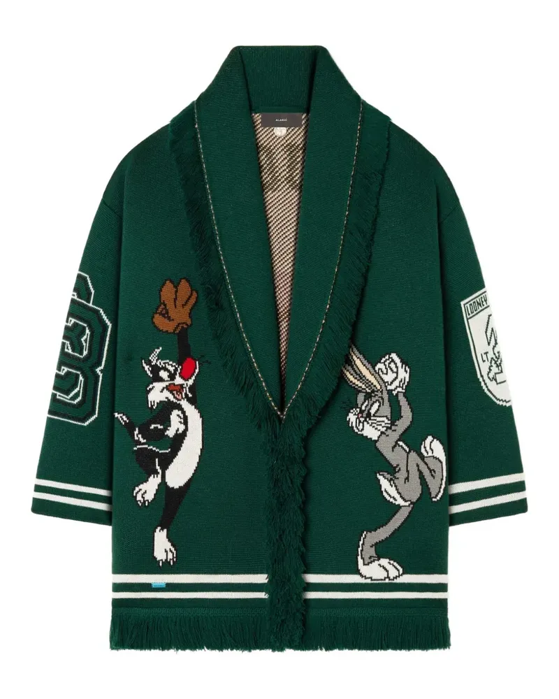 Alanui x Looney Tunes Sporty Bugs Bunny & Sylvester Cardigan aus Jacquard - Grün Grün