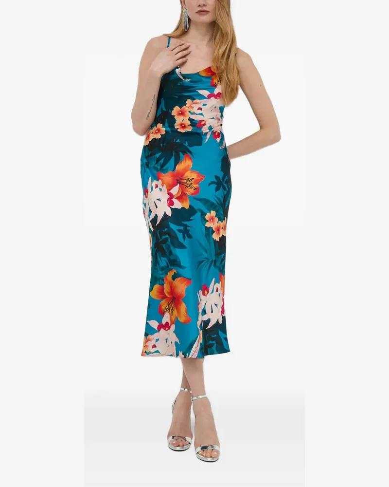 Guess Midikleid mit Blumen-Print - Blau Blau