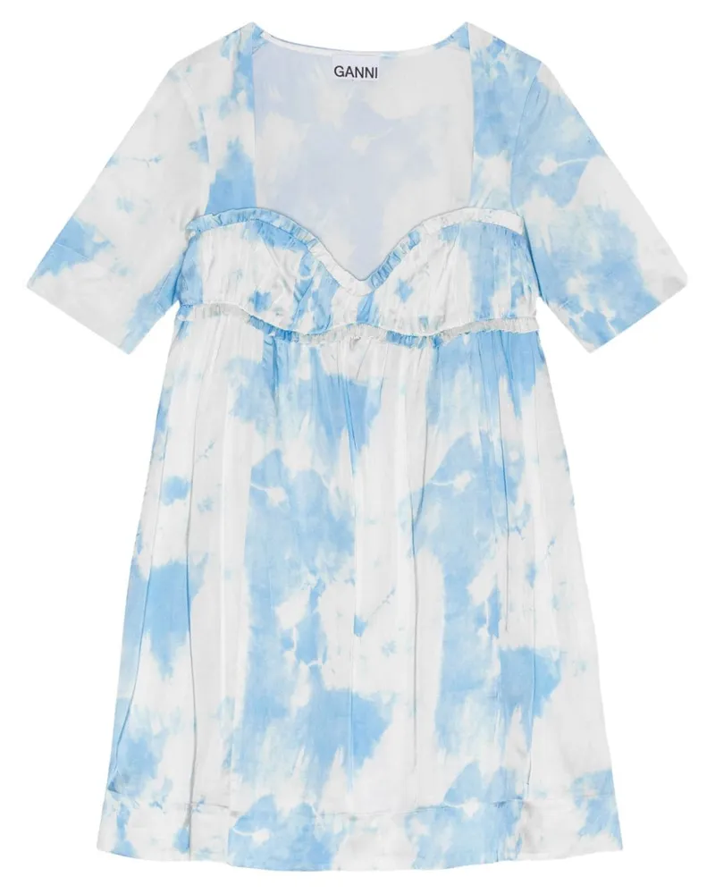 Ganni Minikleid mit grafischem Print - Blau Blau