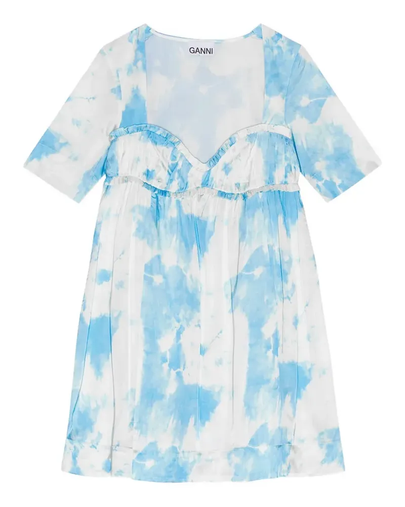 Ganni Minikleid mit grafischem Print - Blau Blau