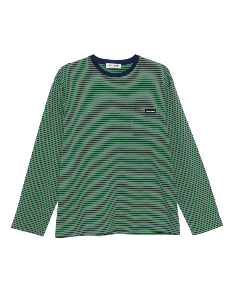 Miu Miu Gestreiftes Langarmshirt - Grün Grün