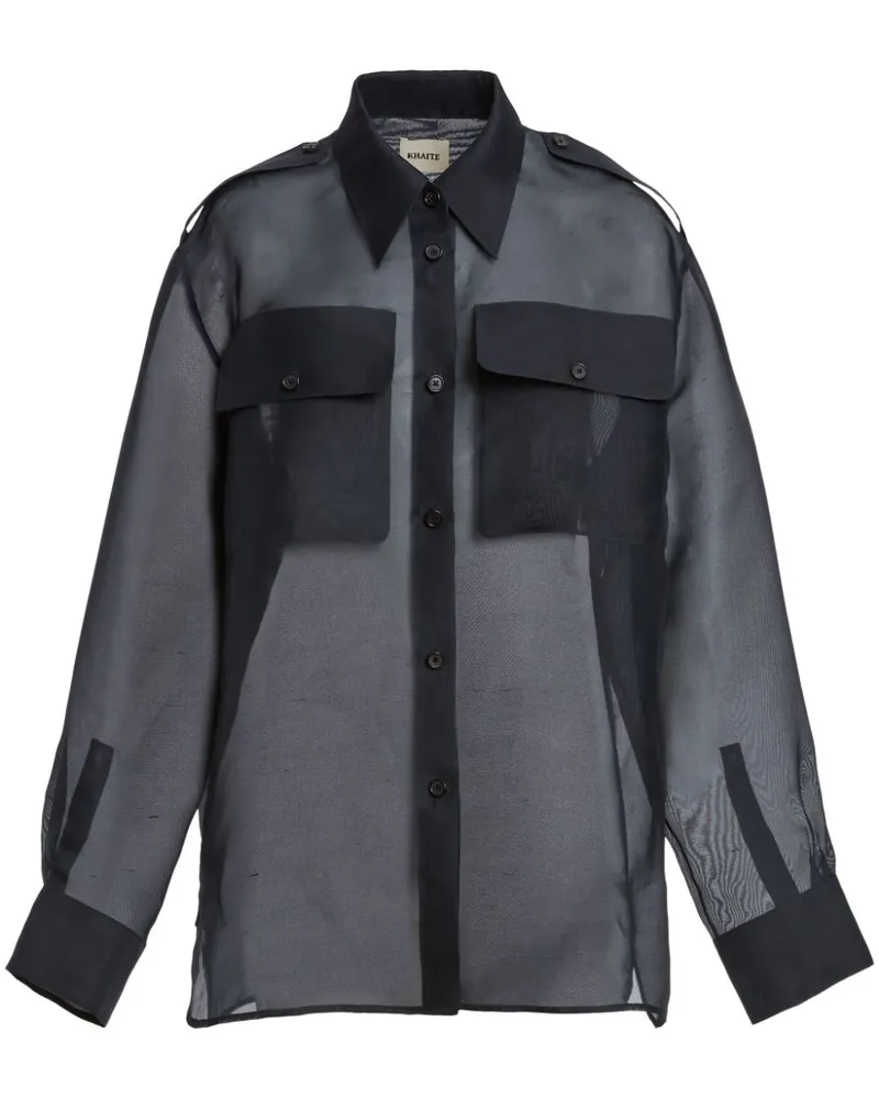 KHAITE The Missa transparentes Hemd - Schwarz Schwarz