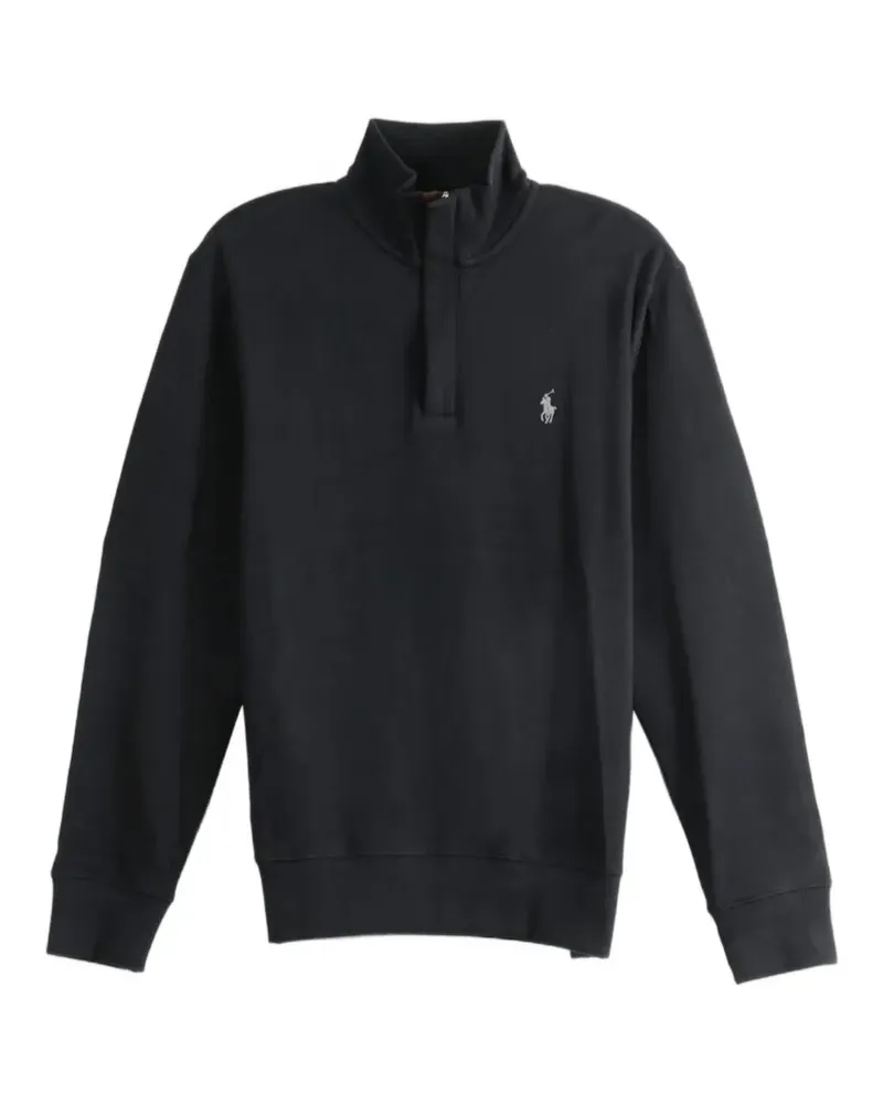 Ralph Lauren Bestickter Pullover mit Viertelreißverschluss - Schwarz Schwarz