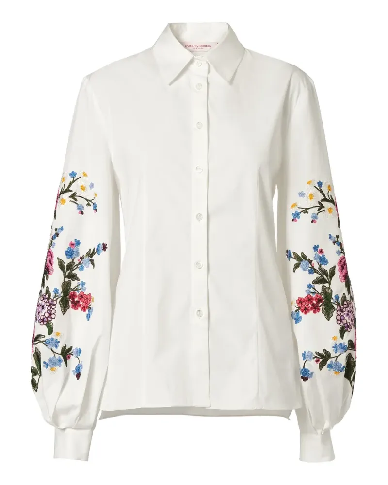 Carolina Herrera New York Hemd mit Blumenstickerei - Weiß Weiß