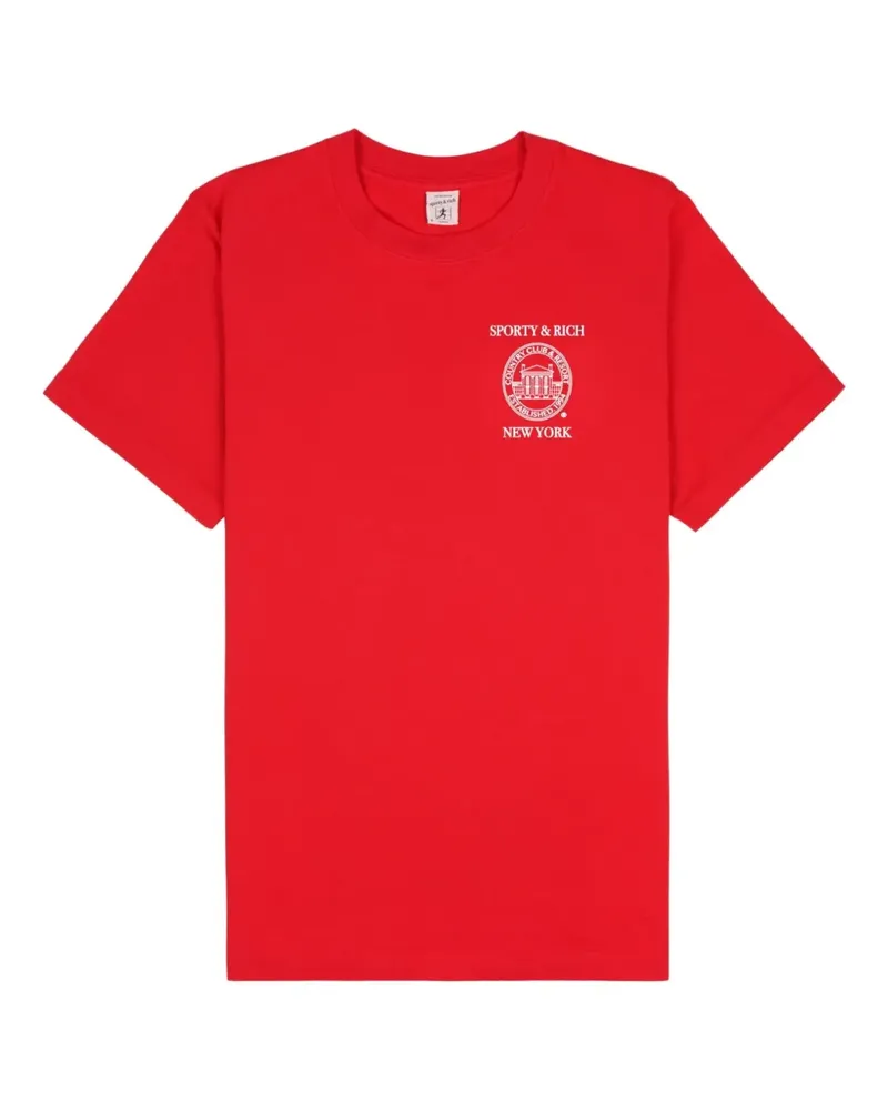 SPORTY & RICH T-Shirt mit Logo-Print - Rot Rot