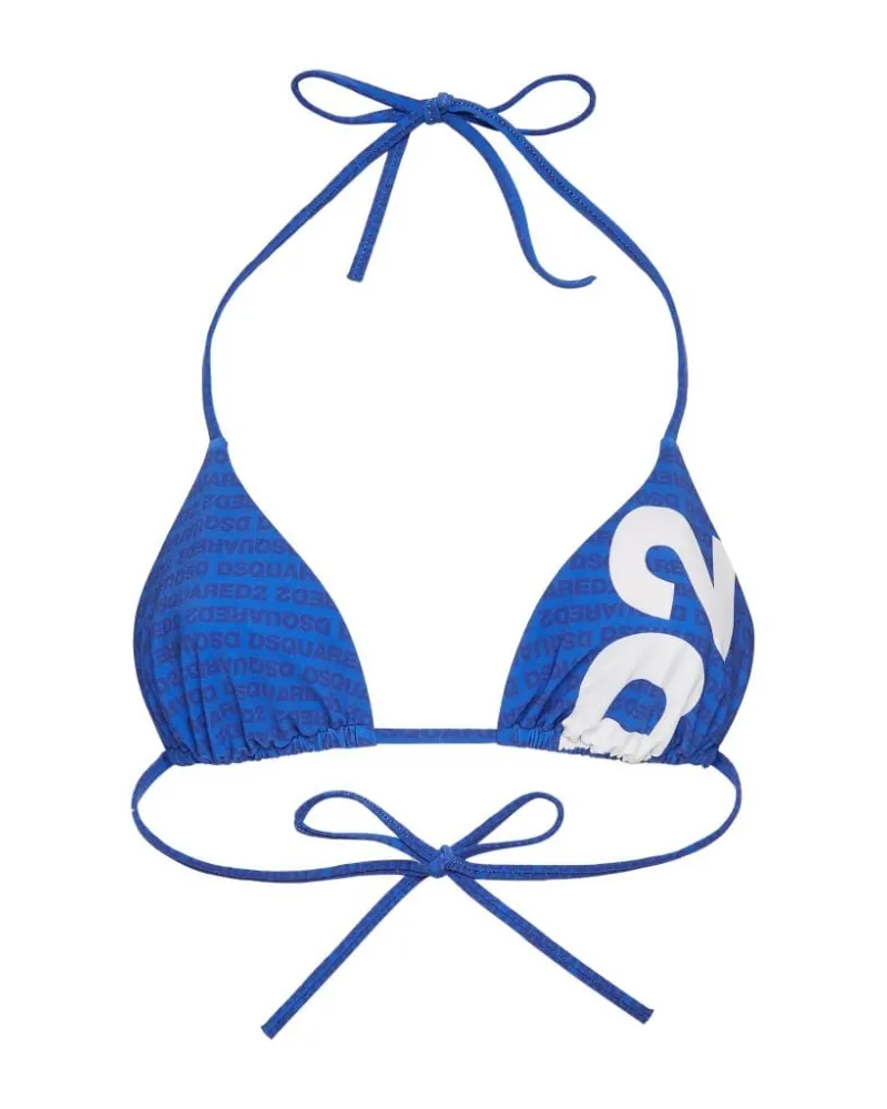 Dsquared2 Neckholder-Bikinioberteil mit Logo-Print - Blau Blau