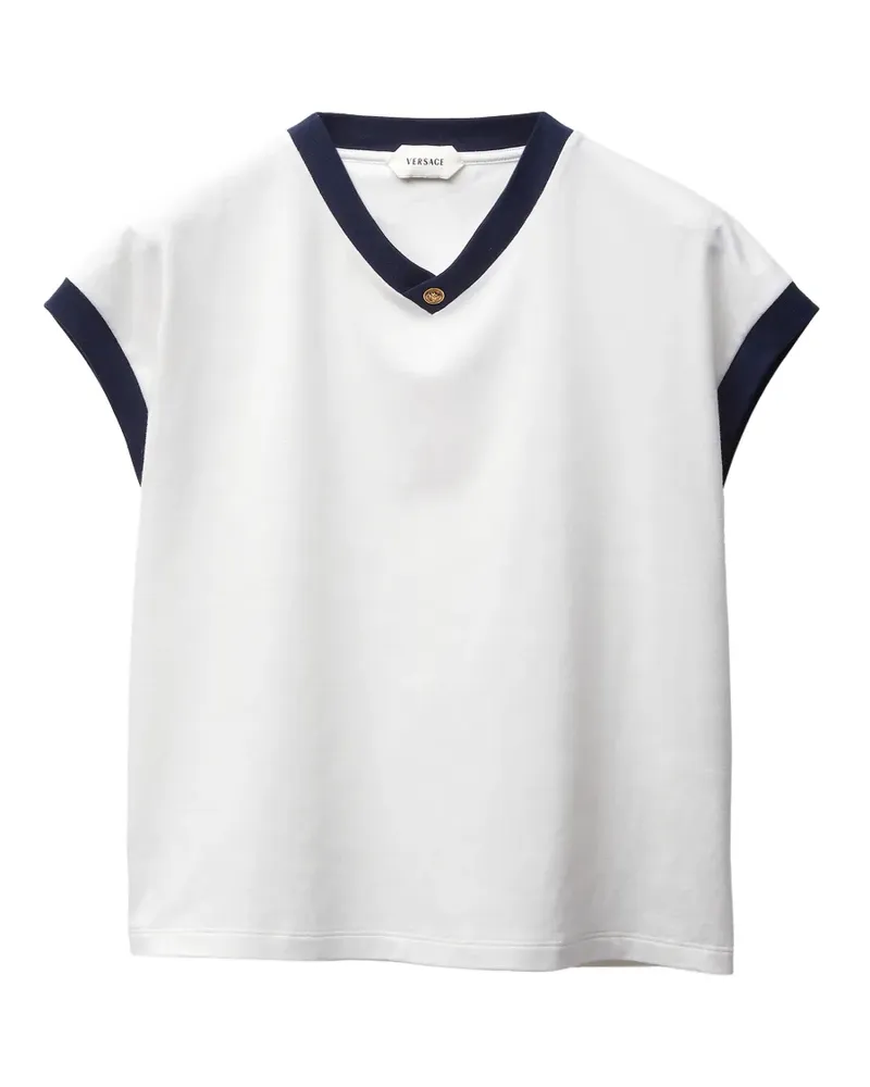 Versace Schmales T-Shirt aus Baumwollstretch - Weiß Weiß