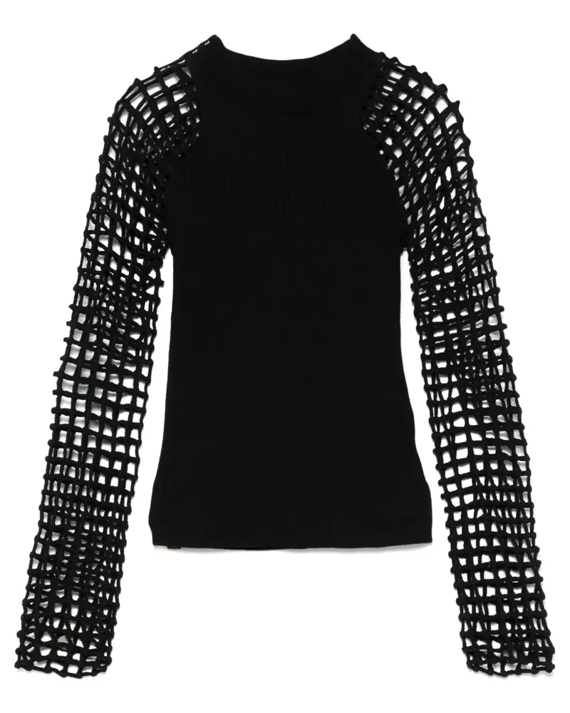 Isa Boulder Langärmeliger Pullover mit Spinnennetz - Schwarz Schwarz