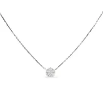 2010 Halskette mit Blumenanhänger mit Diamanten - Silber