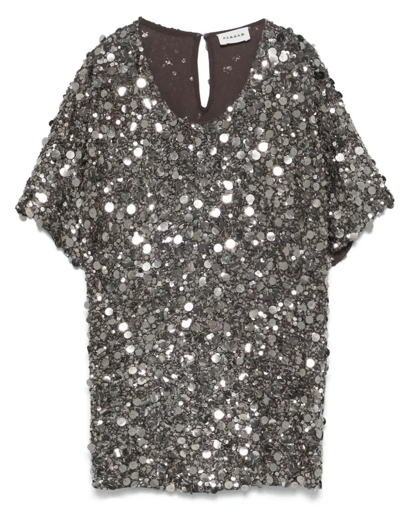 P.A.R.O.S.H. P.A.R.O H. T-Shirt mit Pailletten - Grau Grau