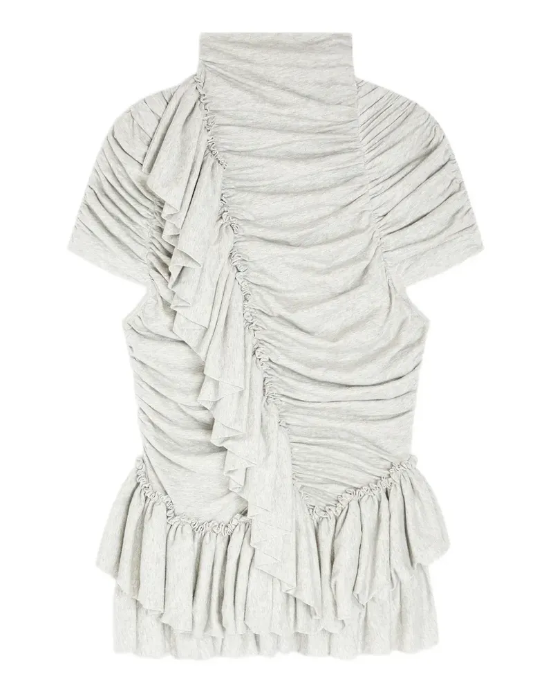 Dries van Noten Gerüschtes Oberteil mit Stehkragen - Grau Grau