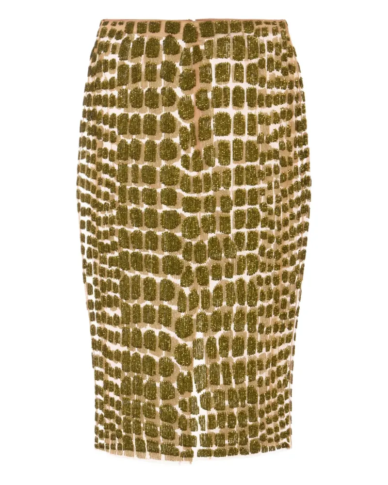 Elisabetta Franchi Midirock mit Perlen - Gold Gold