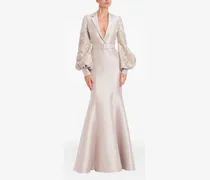 Kleid mit Ballonärmeln - Nude