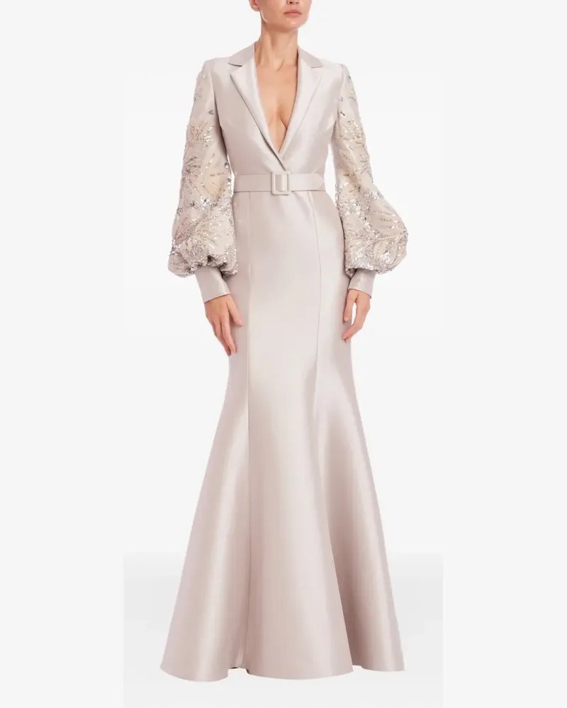 Badgley Mischka Kleid mit Ballonärmeln - Nude Nude